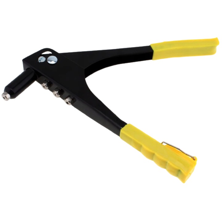 Masina De Nituire Manuala, 4 Piroane Inlocuibile, 1 Cheie Pentru Piroane, Pentru Nituirea Niturilor Din Aluminiu Si Otel, Manere Cauciucate, Otel Inoxidabil, 240 Mm, Maro