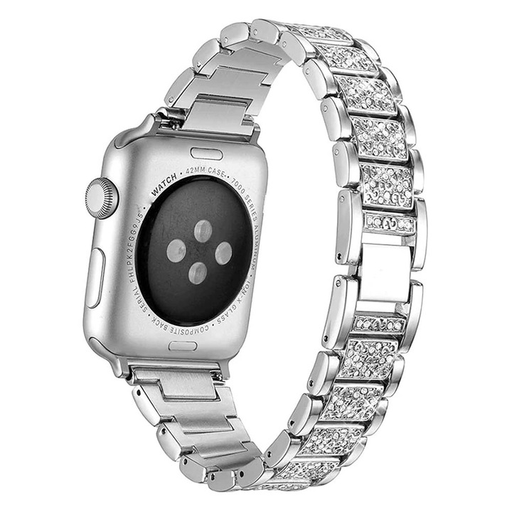 Curea metalica pentru Apple Watch Loomax, bratara compatibila cu Apple Watch 6/5/4/3/2/1, 38 / 40 mm silver, 33-3323