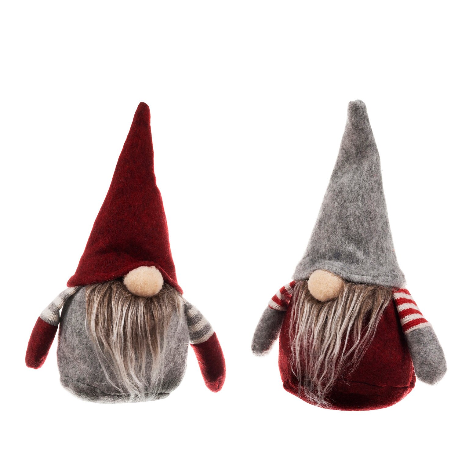 Set figurine decorativa, pentru Craciun, Zola®, 2 bucati, Spiridurul cu caciulita, 30x 8 cm, gri-rosu