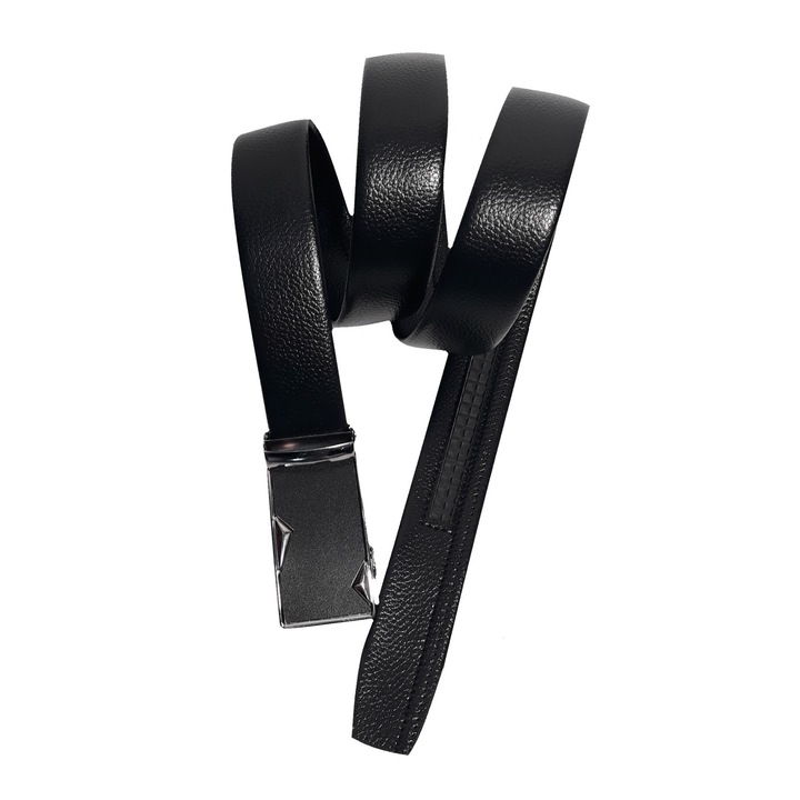 Férfi öv, fekete, ökológiai bőr, csat