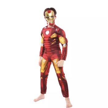 Costum carnaval Iron-Man cu muschi pentru copii, M, 5 - 7 ani Costum carnaval Iron-Man cu muschi pentru copii, M, 5 - 7 ani