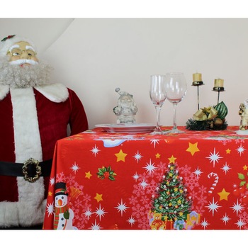 Fata de masa Mos Craciun, Bumbac 100%, Rosie - 150x180cm Fata de masa Mos Craciun, Bumbac 100%, Rosie - 150x180cm