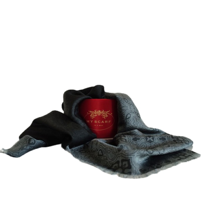 Fular de lux Masterpiece Collection, Tiziano, unisex, gri/negru