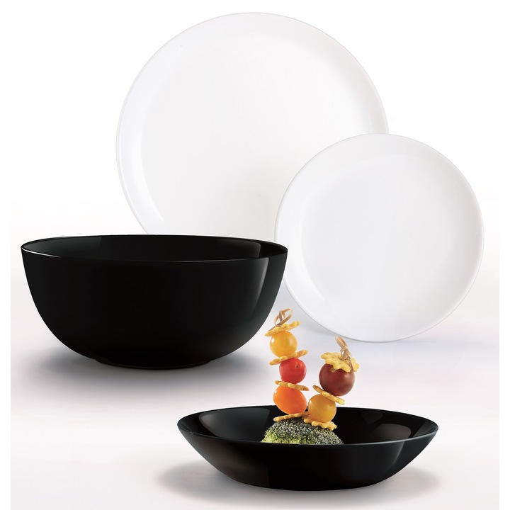 Serviciu de masa Luminarc Diwali, 19 piese, alb/negru