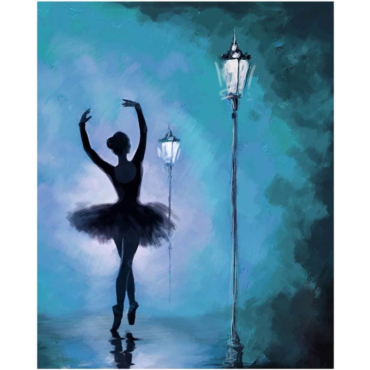 Set broderie cu diamante GIEAAO 5D, Model Ballerina, 12 x 16 inci, Multicolor