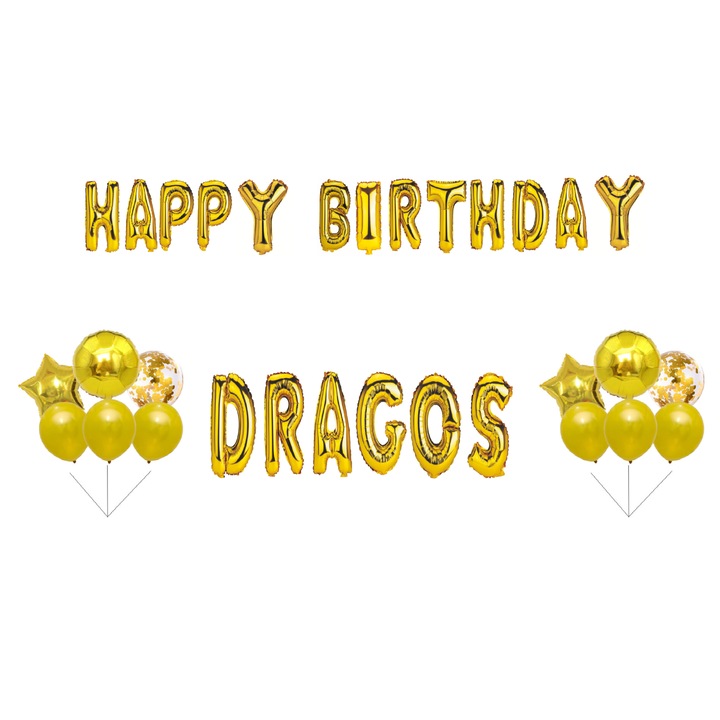 Aranyos Boldog születésnapot lufi szett, tortafeltét, arany, 33 db