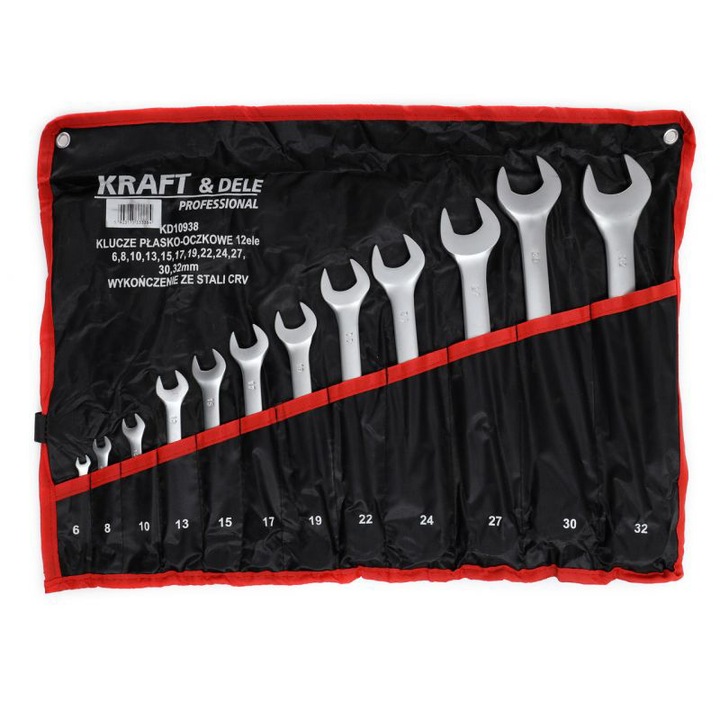 Kombinált kulcskészlet, Kraft&Dele, 6-32 mm, 12 darab