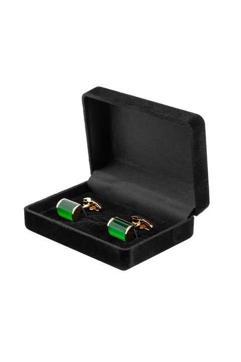 Butoni de lux pentru camasa aurii cu piatra verde