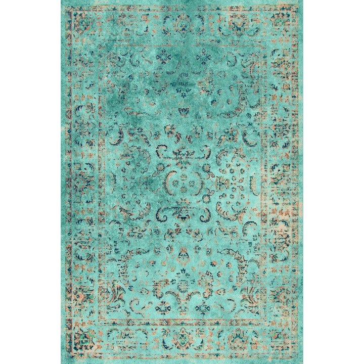 Covor CarpetPlaza, Pseudo Silk Vintage, Poliester, 200x300 cm, Turcoaz