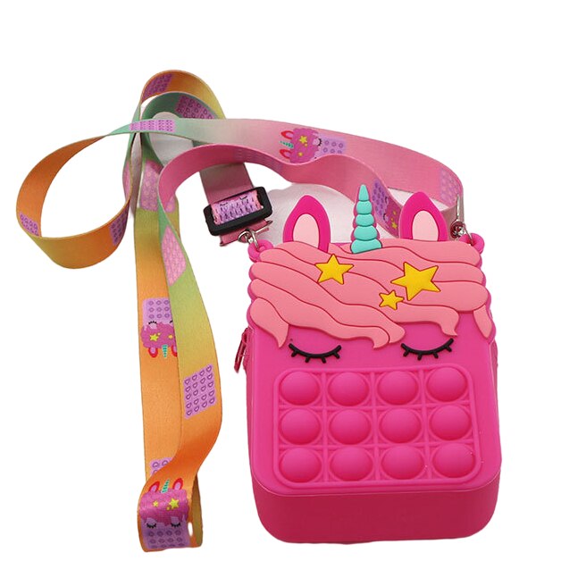 Jucarie Antistres Pop It Gentuta, Unicorn, 13.5x8.5x4 cm, Roz Inchis