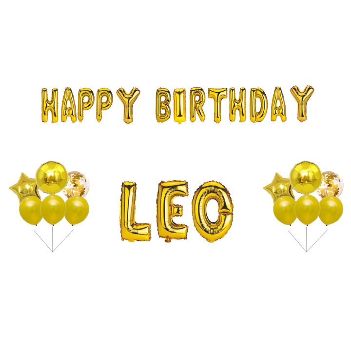 Boldog születésnapot Oroszlán lufi készlet, Tortafedő, Arany, 30 db