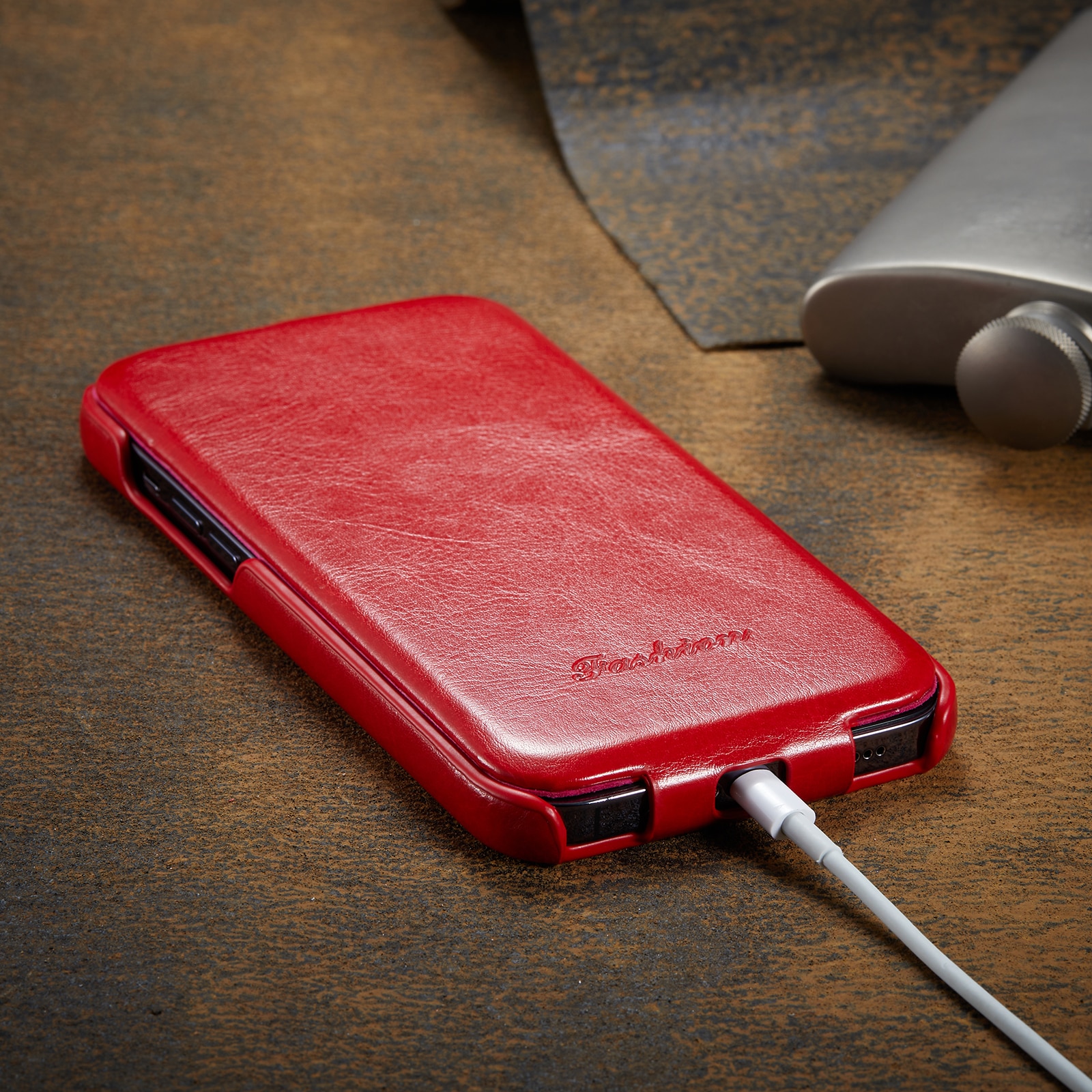 Husa pentru iPhone 13 Pro Max, CaseMe, piele fina, tip flip cover vertical, culoare Rosu