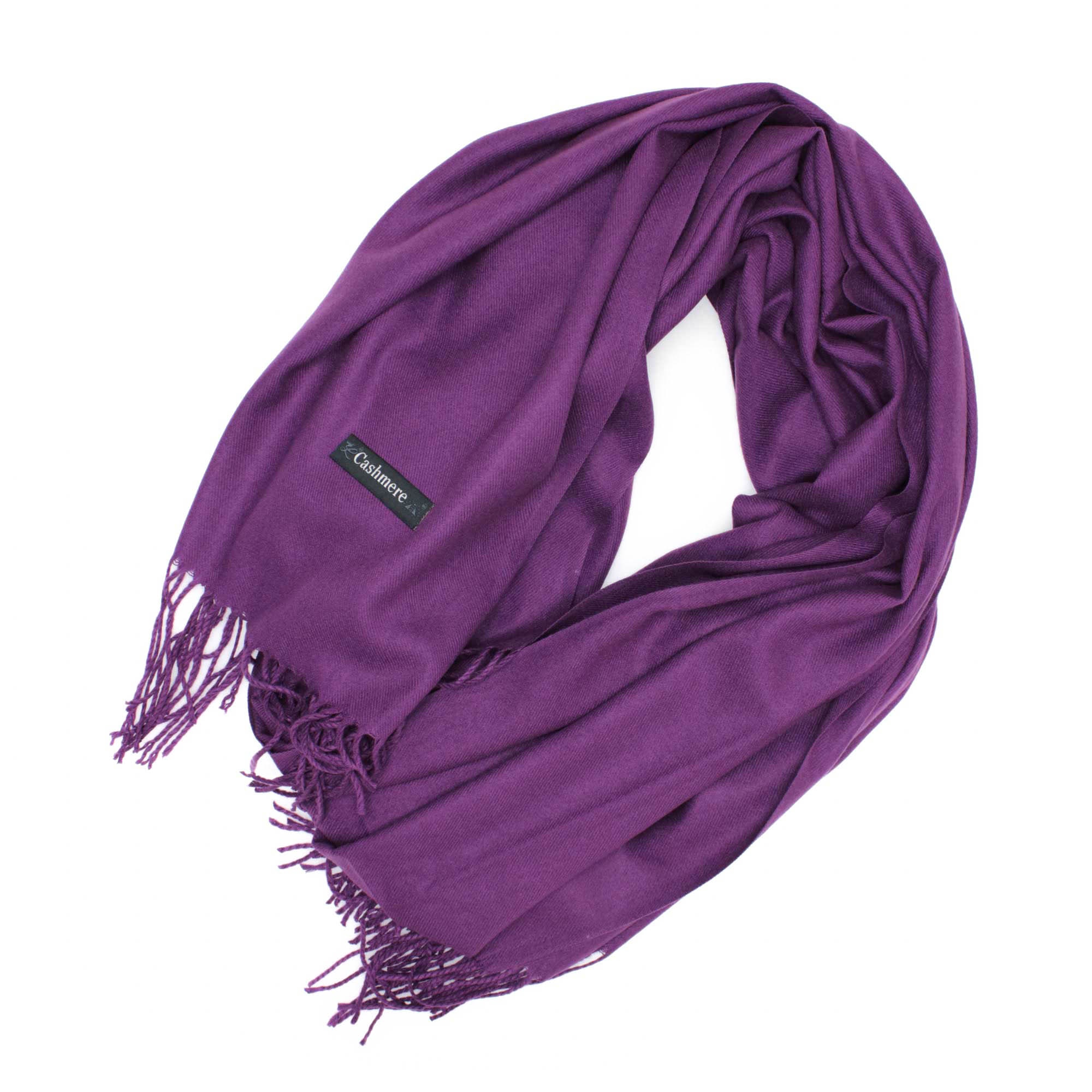 Esarfa de dama, din casmir, Mov cu franjuri, 180 x 60 cm - ES831