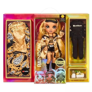 Papusa Rainbow High, Marisa Golding, Slumber Party, cu accesorii si 2 tinute complete, 28 cm Papusa Rainbow High, Marisa Golding, Slumber Party, cu accesorii si 2 tinute complete, 28 cm