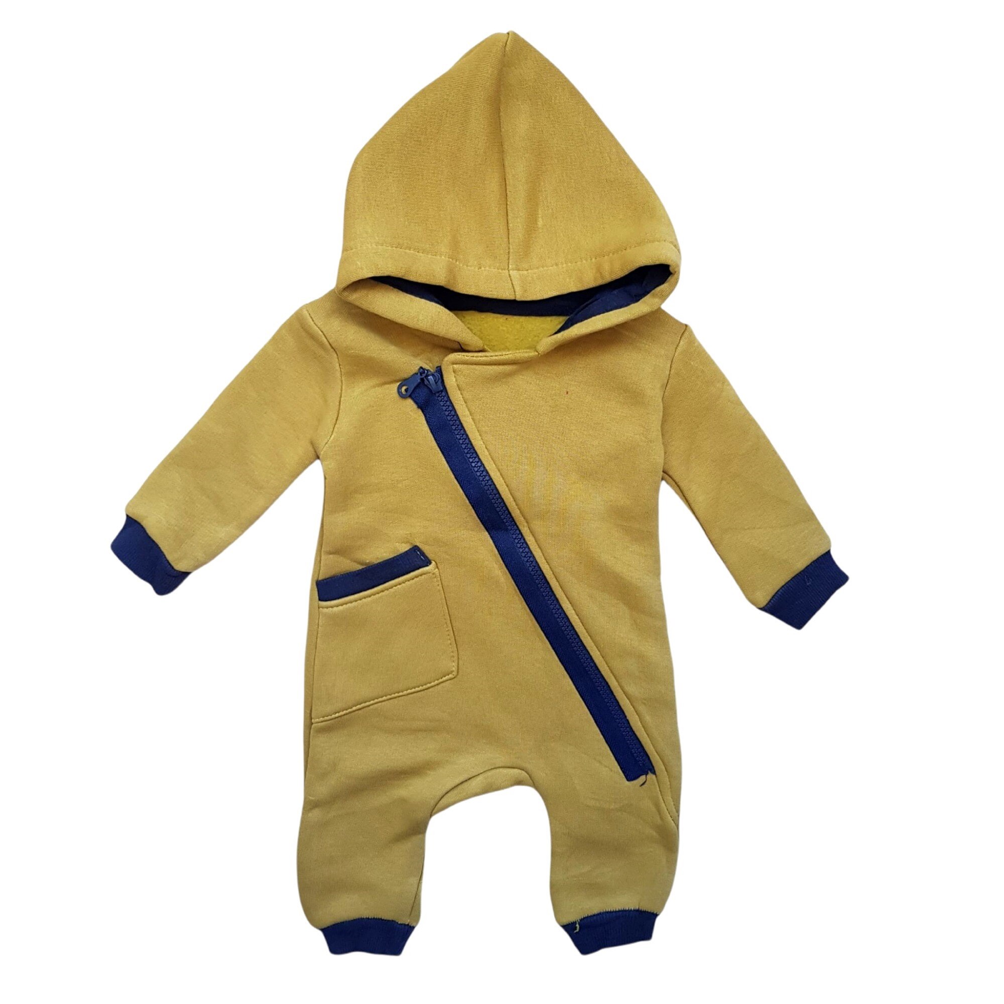 Salopeta baieti cu gluga si interior vatuit, Galben