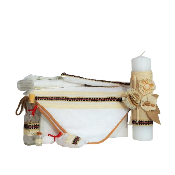 Set botez alb 9 piese- Trusou botez alb cu Lumanare - Odorul Bunei, Odorul Mamei