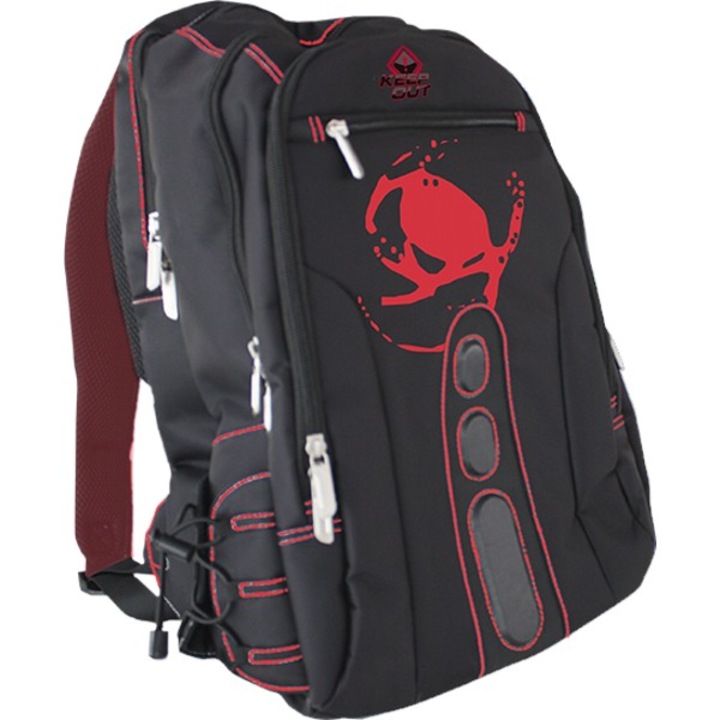 Rucsac Laptop Keepout Gaming BK7R, 16", Negru/Rosu