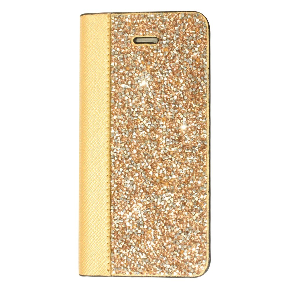 Husa flip Bling World RWC 107, pentru iPhone 5, auriu/roz