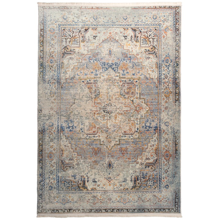 Covor Pseudo Silk Vintage 100618, CarpetPlaza, Poliester, 200 x 300 cm, 9 mm, Gri