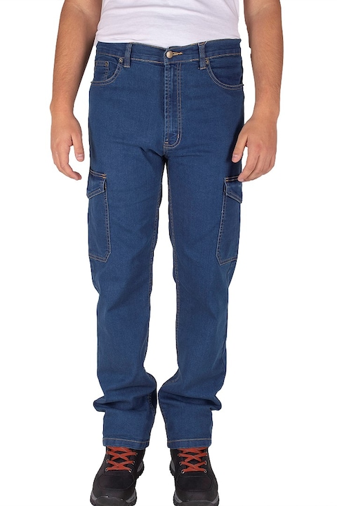 Pantaloni cargo elastici, Albastru inchis