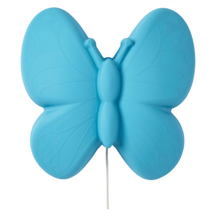 Lampa tip aplica de perete LED, pentru copii, fluture, albastru, 27 cm