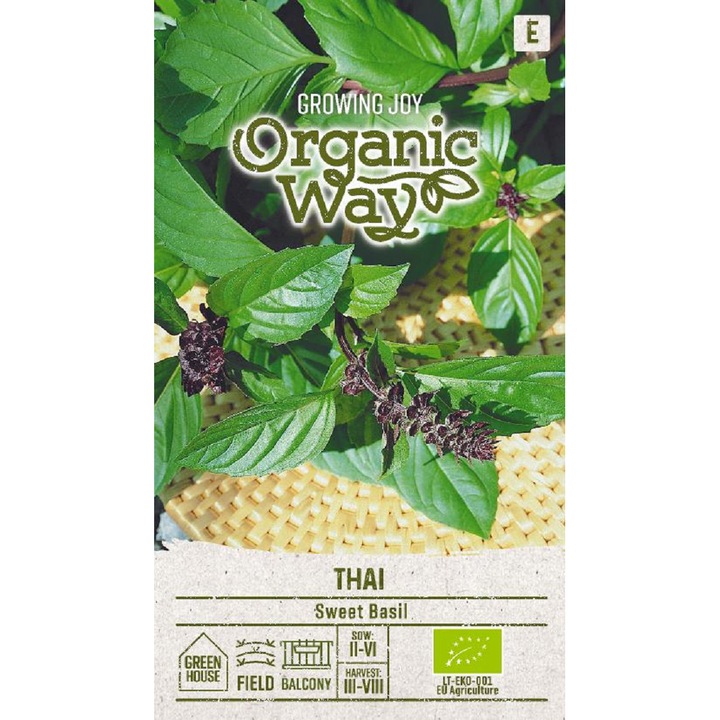 Seminte ecologice, Busuioc Thai, Organic Way, plic, 0.5 grame