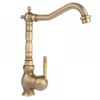 Baterie lavoar Smack 1729, din alama, finisaj bronz antichizat, corp inalt, pipa fixa, cu montare pe blat Baterie lavoar Smack 1729, din alama, finisaj bronz antichizat, corp inalt, pipa fixa, cu montare pe blat