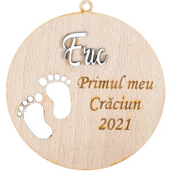 Glob de Craciun Personalizat Bebelus Copil HH897 din Lemn Model Primul meu Craciun Glob de Craciun Personalizat Bebelus Copil HH897 din Lemn Model Primul meu Craciun