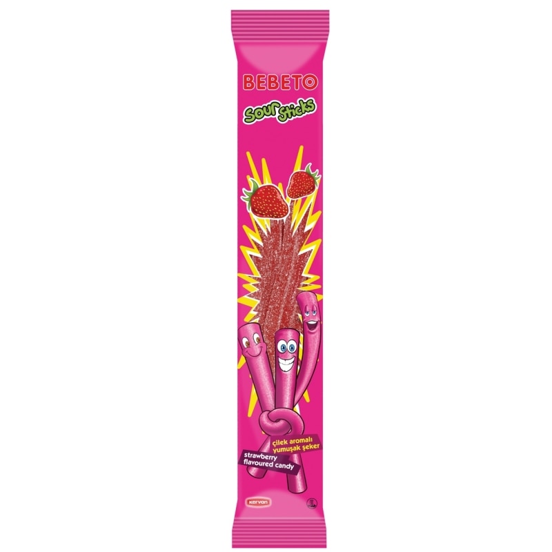 Set Jeleuri Bebeto Sour Sticks capsuni 24 x 35 g
