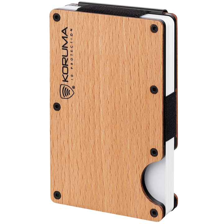 Мъжки портфейл за карти и пари с RFID защита, Koruma, KUK-68BEECH, FAG, тънък, алуминий