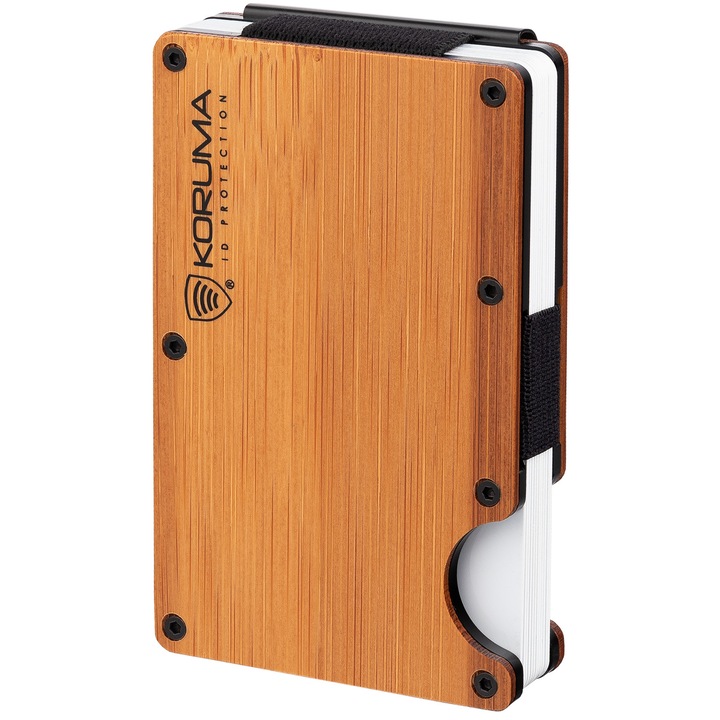 Мъжки тънък алуминиев портфейл за карти и пари с RFID защита, Koruma, KUK-65BAMB, бамбук