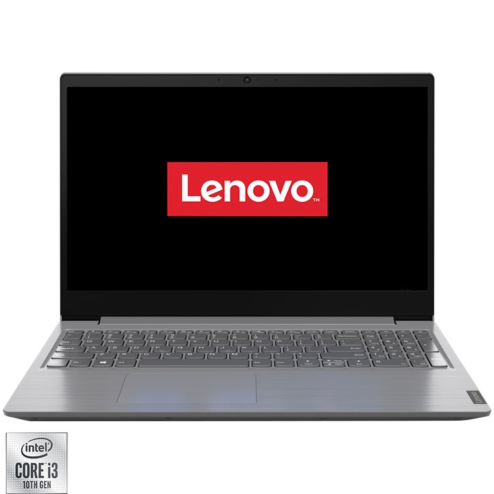 Laptop Lenovo V15 IIL cu procesor Intel Core i3-1005G1 pana la 3.40 GHz, 15.6", Full HD, 4GB, 256GB SSD, Intel UHD Graphics, Free DOS, Iron Grey