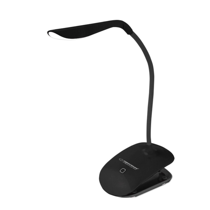 Lampa LED, Esperanza Acrux ELD103K, brat flexibil 21 cm, alimentare duala, cablu 110 cm, 4 x AAA, neagra 13.5 cm