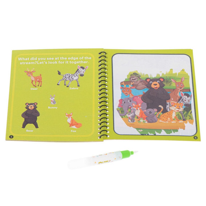 Carte de desenat cu apa - Animale Salbatice, 7toys