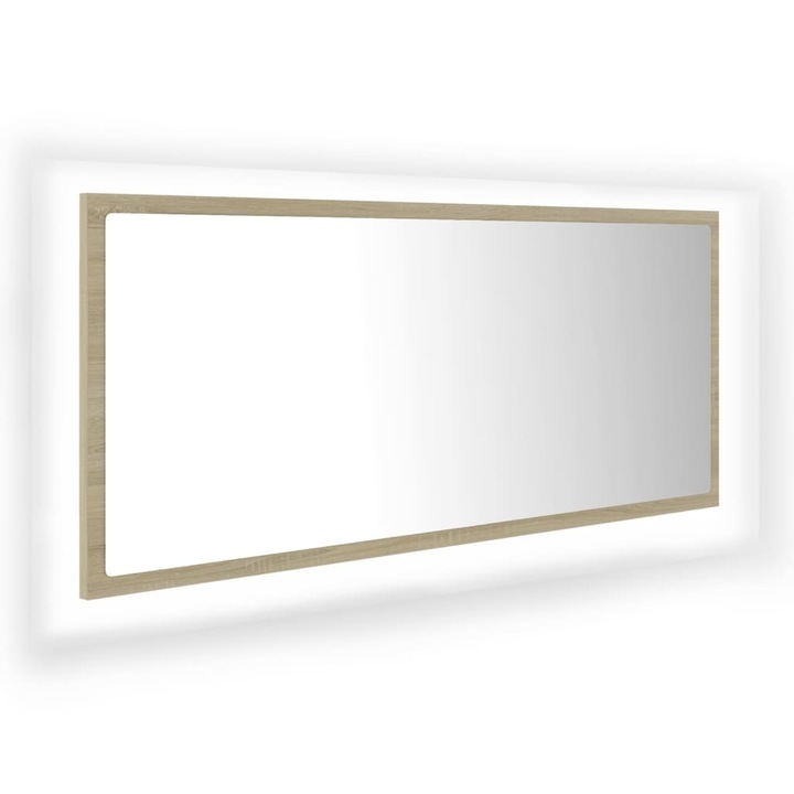 LED огледало за баня vidaXL, дъб сонома, 100x8,5x37 см, акрил