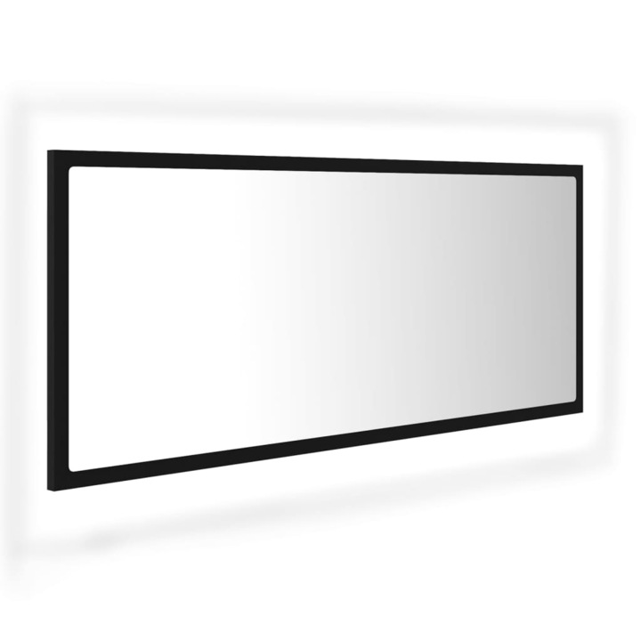 LED огледало за баня vidaXL, черно, 100x8,5x37 см, акрил