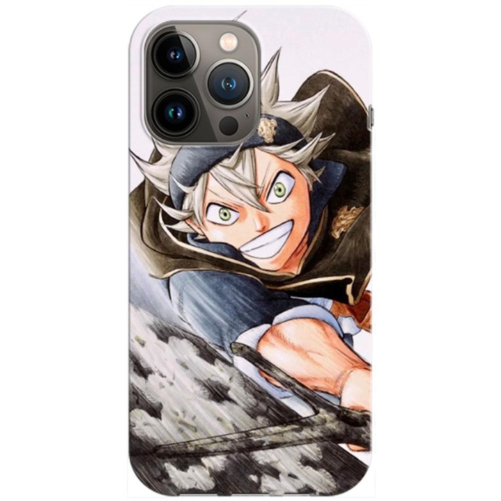 Кейс съвместим с Apple iPhone 13 Pro Max модел Asta Black Clover, силикон, TPU, обратното