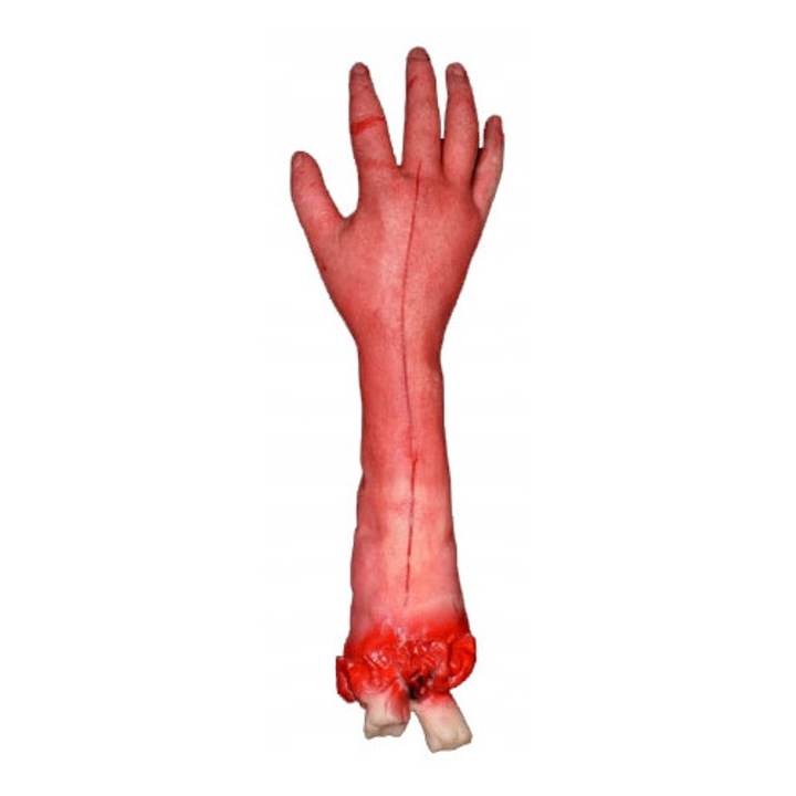 Decor, Succupied Boneededed Hand Halloween Horrorsuccupied Boneededed Hand, Mana Artificiala, Cauciuc, Picurand Sange, Latimea Mainii: 12 cm, Lungimea: 32 cm, Rosu, Alb, Bej