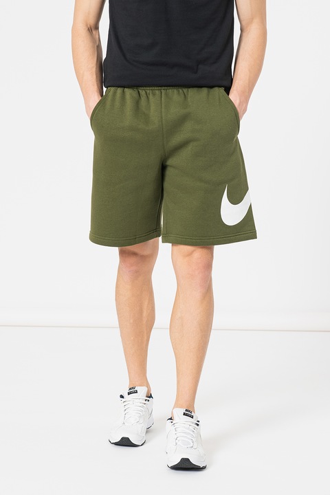 Nike, Pantaloni scurti cu imprimeu logo Sportswear Club, Kaki