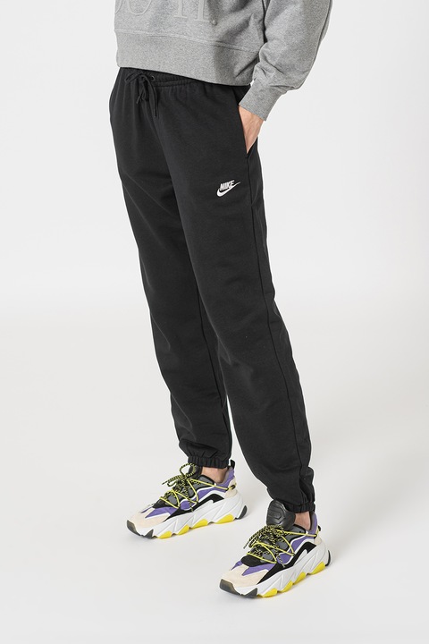 Nike, Спортен панталон Sportswear Essentials с връзка, Бял/Черен