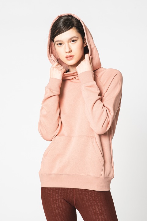 Nike, Hanorac cu maneci raglan si buzunar kangaroo Sportswear Essentials, Piersica