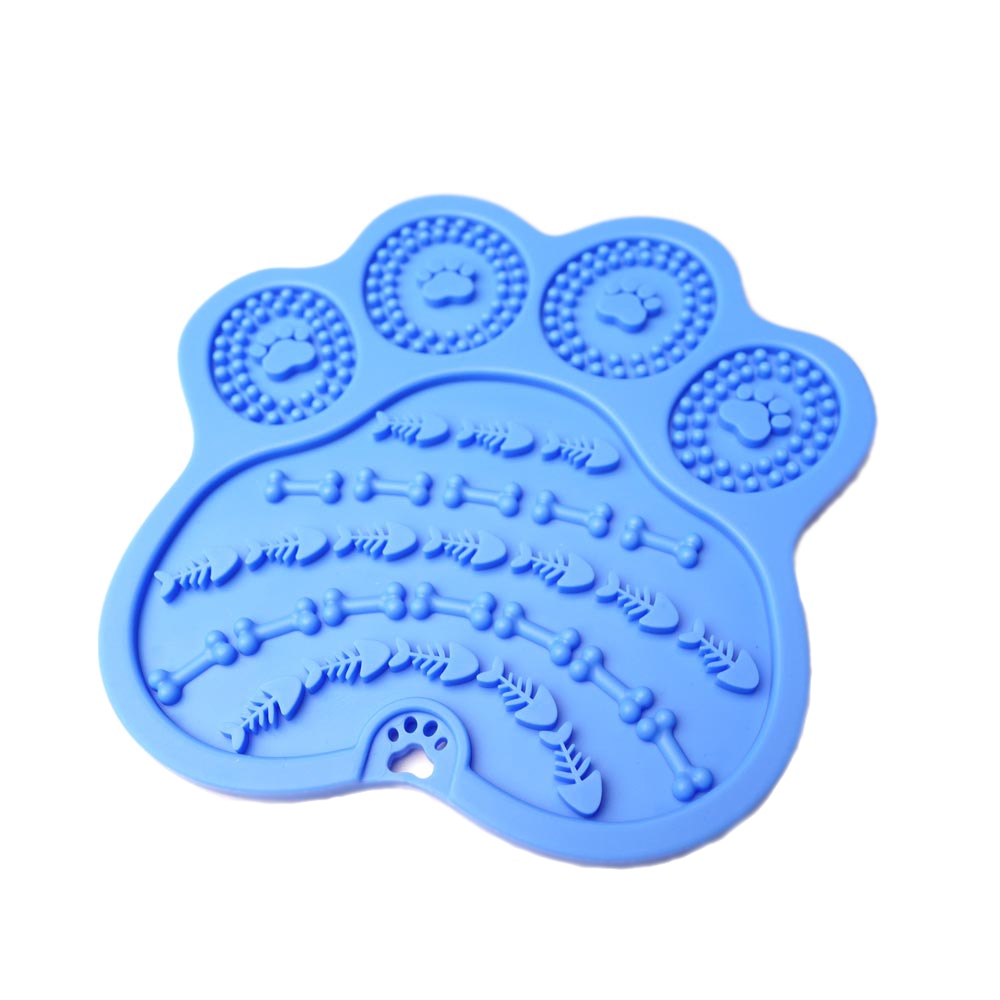 Covoras hranire lick mat Oktane® pentru caini si pisici, forma circulara, 21x21x1cm, albastru