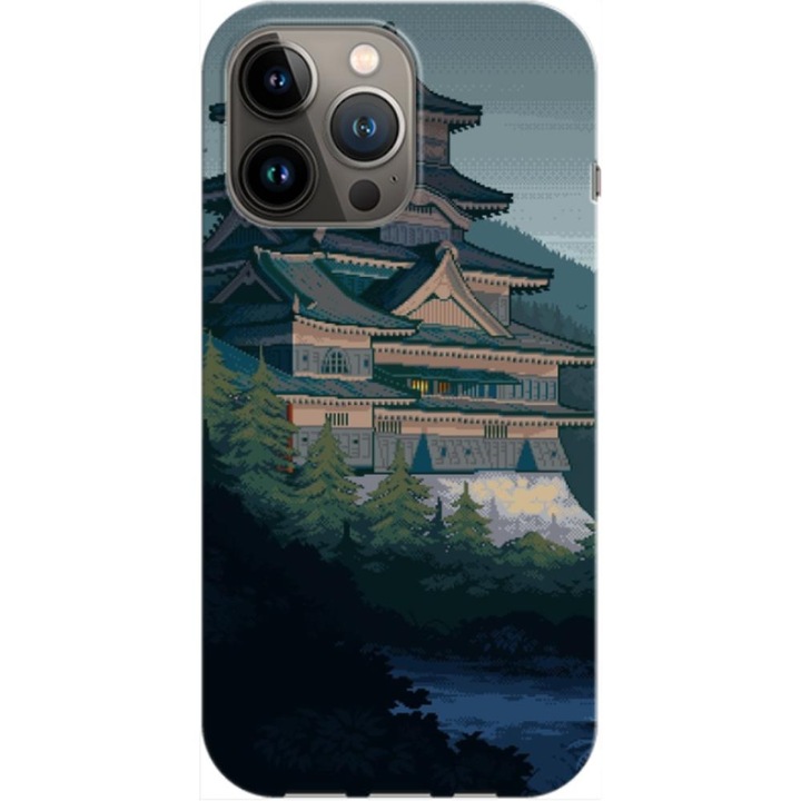 Husa compatibila cu Apple iPhone 13 Pro model Japan Castle, Silicon, TPU, Viceversa
