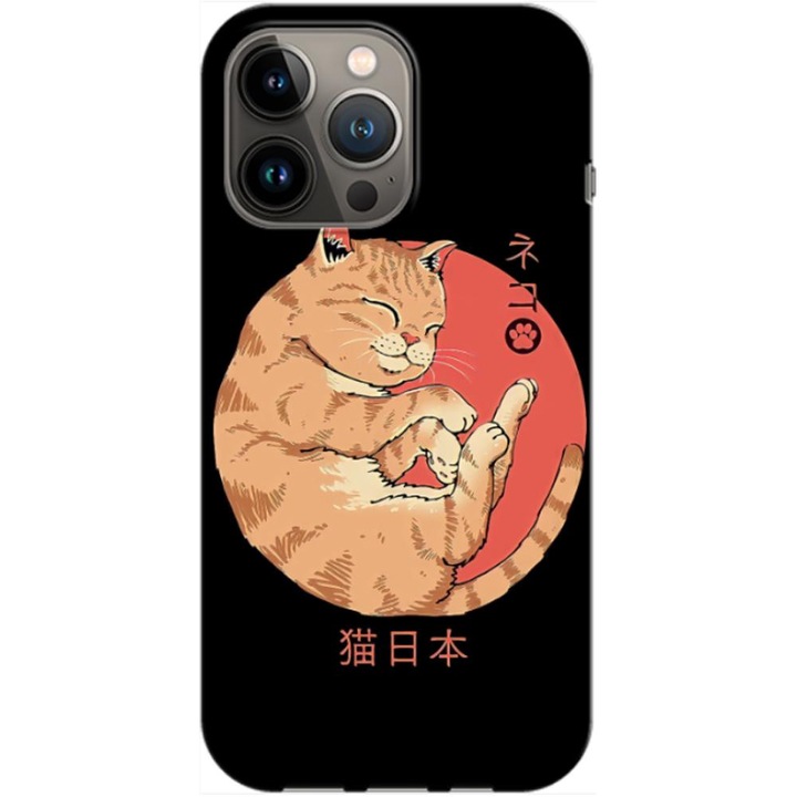 Husa compatibila cu Apple iPhone 13 Pro model Japan Cat, Silicon, TPU, Viceversa