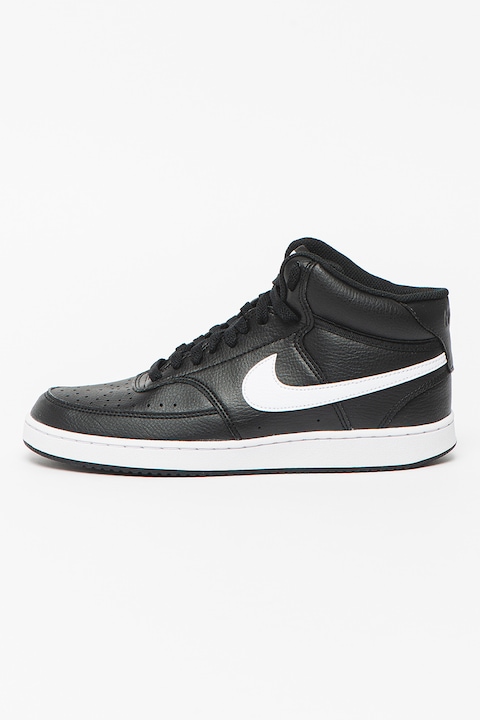 Nike, Спортни обувки Court Vision от еко кожа, Черен