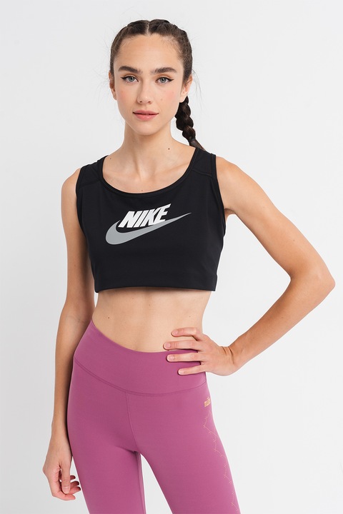 Nike, Swoosh Futura Plus Size sportmelltartó logóval, Fekete