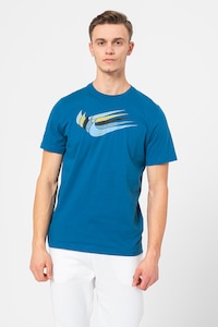Nike, Тениска Swoosh с лого, Тъмносин, Жълт, S