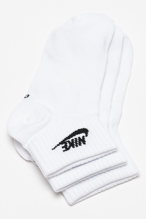 Nike, Унисекс чорапи Essential с лого - 3 чифта, Бял/Черен