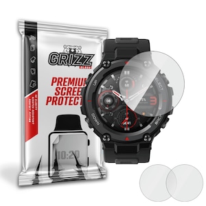 Set 2 folii protectie smartwatch, Grizz Glass, Sticla, Compatibil cu Xiaomi Amazfit T-Rex Pro, Transparent