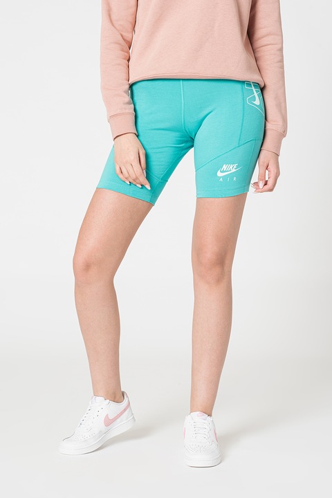 Nike, Colanti scurti cu talie inalta Air, Alb/Verde menta
